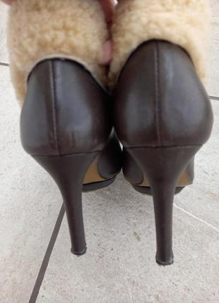 Черевички tata шкіряні коричневі черевики сапожки на каблуці4 фото