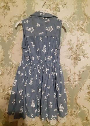 Сукня синього кольору в квіточку5 фото