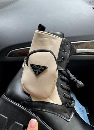 Женские ботинки prada boots beige8 фото