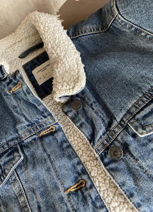 Вклрочена утеплена куртка джинсова2 фото