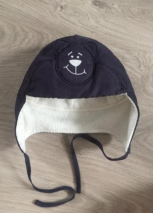 Шапочка для ребёнка с котиком 3-6 месяцев