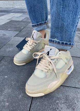 Женские кроссовки nike air jordan 4 retro sp sail x off white1 фото