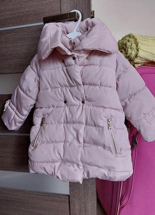 Плащ,куртка на синтепоне zara 2-3 года в цвете пудра