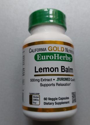 California gold nutrition, екстракт меліси, 500 мг, 60