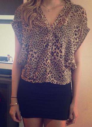 Блузка topshop leopard chiffon blouse2 фото
