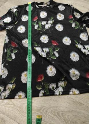 Zara оксамитовий джемпер футболка в квіти4 фото