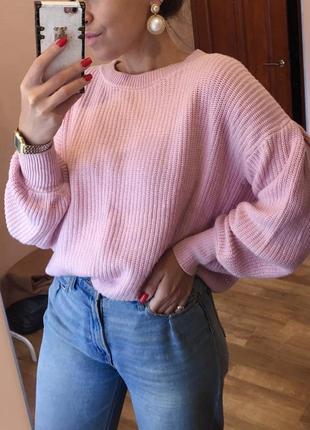 Розовый объёмный свитер esprit🌸