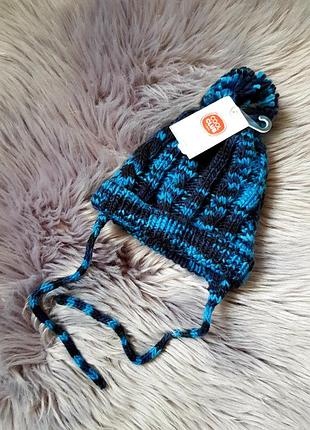 Шапка для хлопчика, шапка з зав'язками для хлопчика, шапка з балабоном, зимова шапка для хлопчика, шапка з флісом