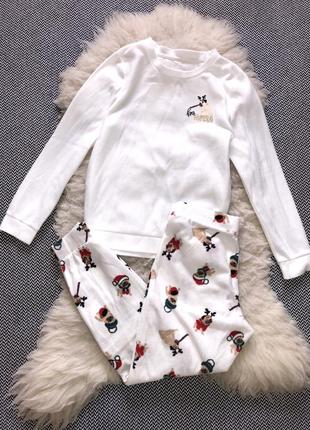 Новогодний домашний костюм бульдог флис пижама рождественская