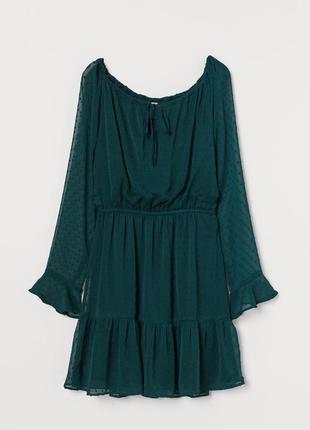 Темно-зеленое кэжуал платье h&m в горошек батал 4xl2 фото