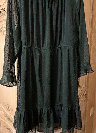 Темно-зеленое кэжуал платье h&m в горошек батал 4xl5 фото