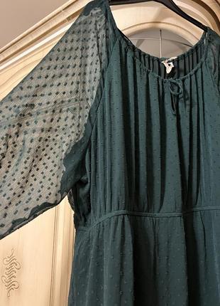 Темно-зеленое кэжуал платье h&m в горошек батал 4xl8 фото
