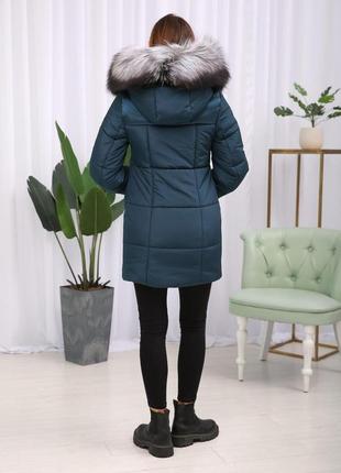Зимняя теплая куртка с натуральным мехом чернобурки finland. бесплатная доставка2 фото