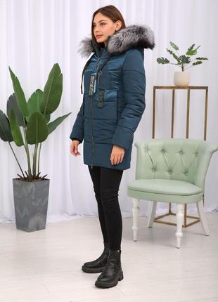 Зимняя теплая куртка с натуральным мехом чернобурки finland. бесплатная доставка5 фото