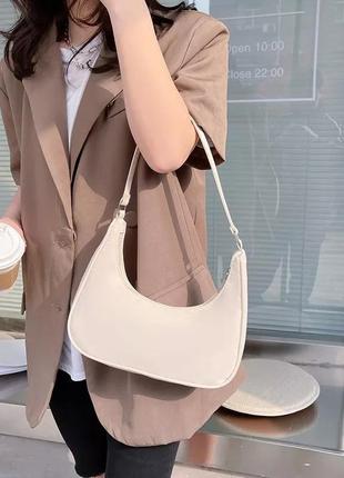 Сумка сумочка багет нейлон айворі кремова стильна модна нова