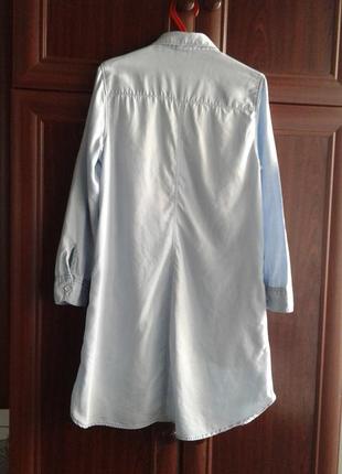 Голубое брендовое джинсовое платье-рубашка с длинным рукавом denim h&m ткань лиоцелл2 фото