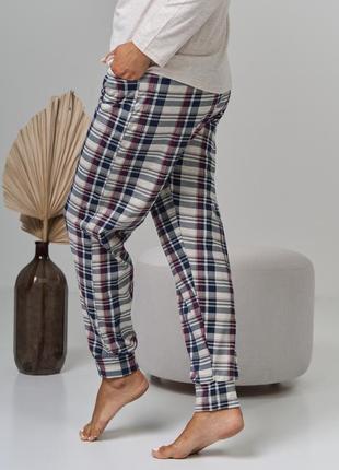 Батальна піжама зі штанами в клітинку - вставки на ліктях3 фото