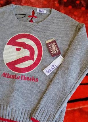 💯🏀 оригинал. мягкий женский свитер на завязках touch by alyssa milano x nba atlanta hawks.4 фото