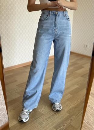 Трендові джинси палаццо / широкі джинси на високій посадці