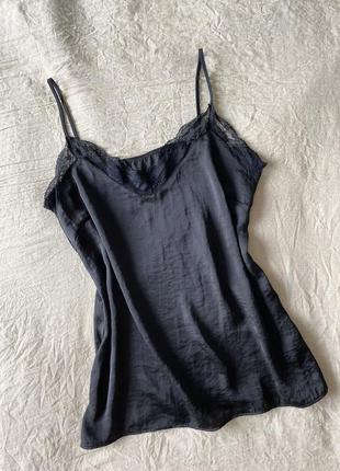 Базова чопра майка zara на тонких бретелях mango. майка в більйовому стилі.