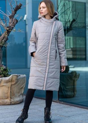 Женское пальто-куртка демисезон цвет бежевая фисташка1 фото