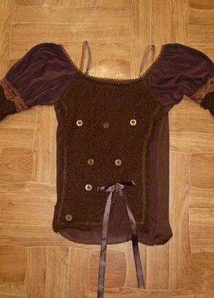 Ажурна кофтинка блузка з відкритими плечима шоколадна довгий рукав9 фото