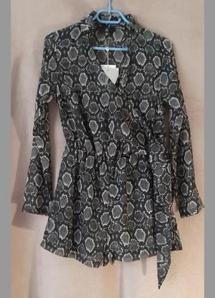 Комбінезон missguided в зміїний принт з люрексовою ниткою