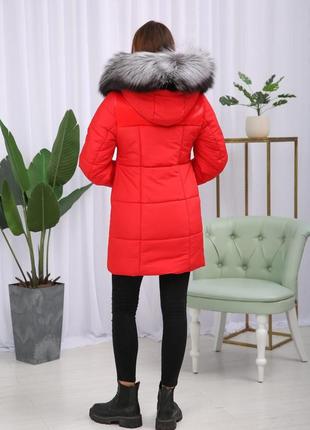 Жіноча зимова тепла куртка з натуральним хутром чорнобурки finland. безкоштовна доставка4 фото