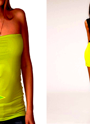 Салатово-лимонный неоновый универсальный топ-юбка