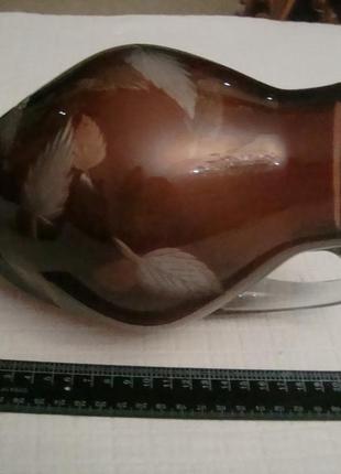 Глечик склянки набір різьблення кольорове скло срср 1950 років №5984 фото