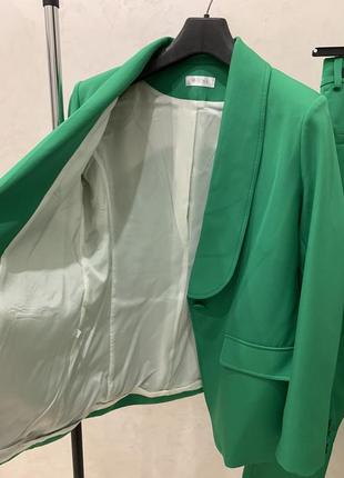 Костюм піджак брюки блейзер штани зелений жіночий6 фото