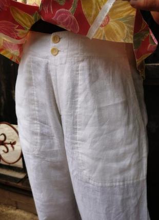 Льняные дизайнерские брюки штаны высокая посадка прямые с накладными карманами лен daniele alessandrini8 фото