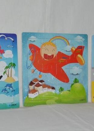 Дерев'яна іграшка пазли транспорт для самих маленьких 5