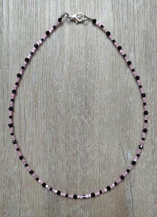 Тренд чокер, кольє, підвіска, намисто, буси, коралі кришталеві намистини/кристали swarovski, японський стеклярус сатин