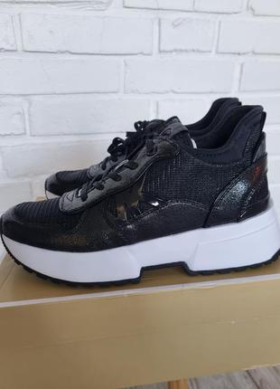 Michael kors кросівки снікерси muse glitter chain-mesh trainer) 61196-05 чорний1 фото