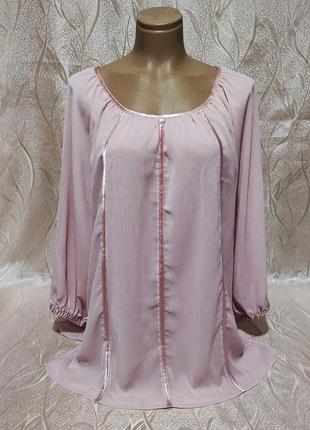 Новая розовая шифоновая нарядная блузка 50