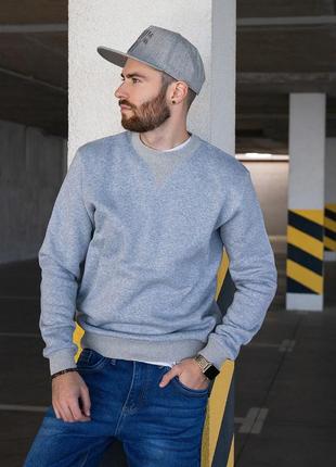 Світло-сірий утеплений світшот із фактурними манжетами