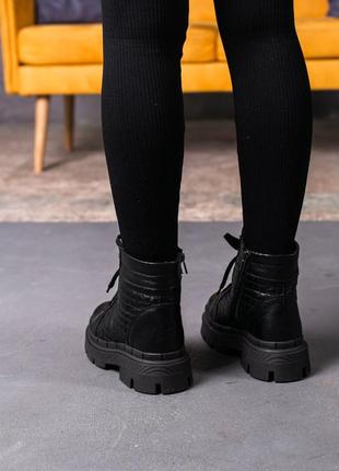 Стильні черевики жіночі шкіряні чорні зимові шкіра (зима 2022-2023)5 фото