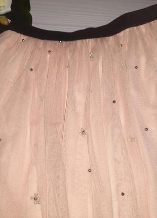 Фатиновая розовая юбка с бусинами р. 486 фото