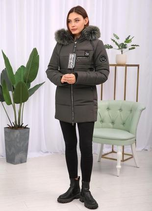 Короткая женская зимняя куртка с мехом песца бесплатная доставка3 фото