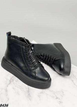 Кросівки, чорний, натуральна шкіра, зима2 фото