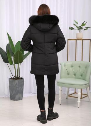 Фабричная зимняя теплая женская короткая куртка с мехом песца. бесплатная доставка2 фото