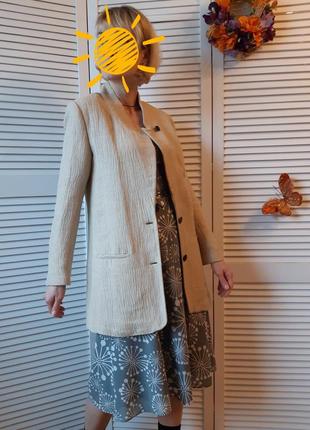 Удлинённый пиджак из смесевого льна в этно, бохо стиле zara3 фото