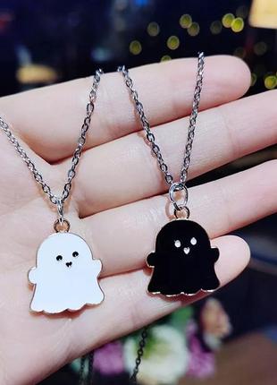 Парные подвески "привидения", украшение, подарок, подвеска, кулон, колье, бусы, сокер, цепочка
