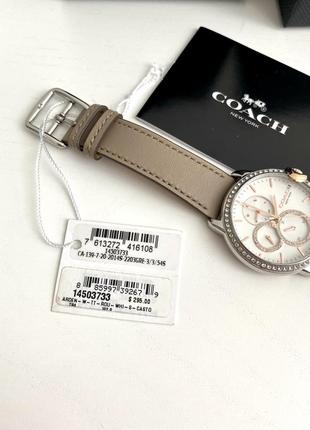 Coach arden quartz crystal white dial ladies watch женские наручные брендовые часы коач коуч оригинал на подарок жене девушке8 фото