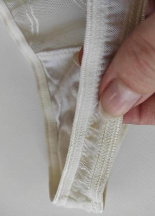 Прозрачная сеточка трусы стринги женские белые молочные7 фото