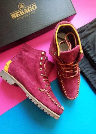 Замшеві черевички демісезон на шнурівках бренд sebago made in dominican republic р.39, 5