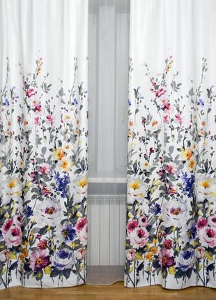 Штори квіти портьєри шторы цветочные комплект1 фото