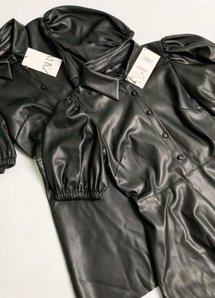 Платье  кожаное из эко кожи zara оригинал8 фото