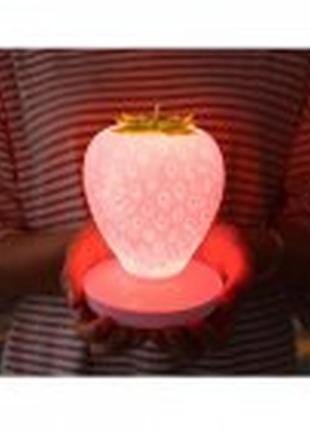 Силіконовий led світильник-нічник полуниця. червоний3 фото